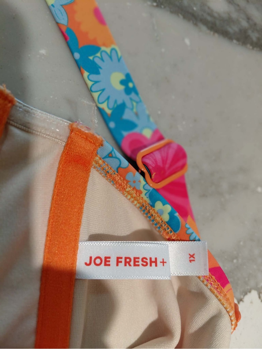 Joe Fresh Vintage-Style Floral High-Waist Bikini Set — Bright Pink & Orange 1X - Picture 8 of 8